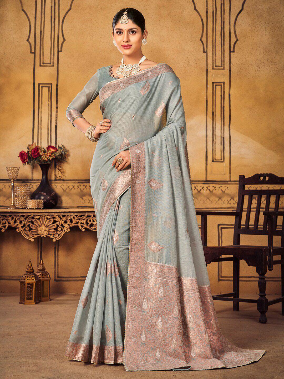 mitera ethnic motifs woven design zari saree