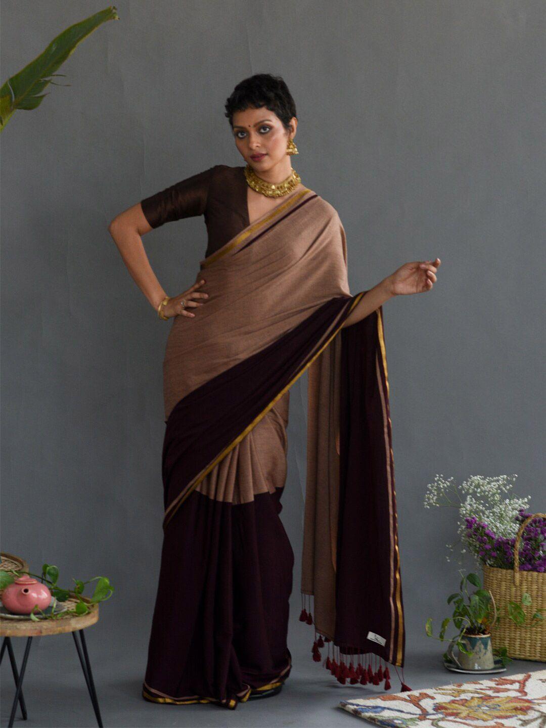 suta colourblocked zari saree