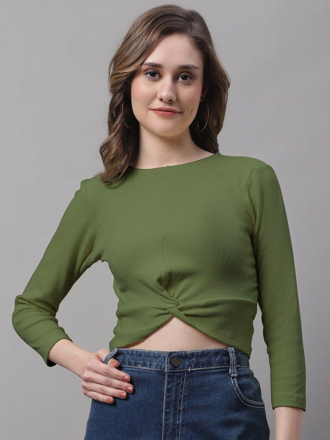 fbar olive green cotton crop top