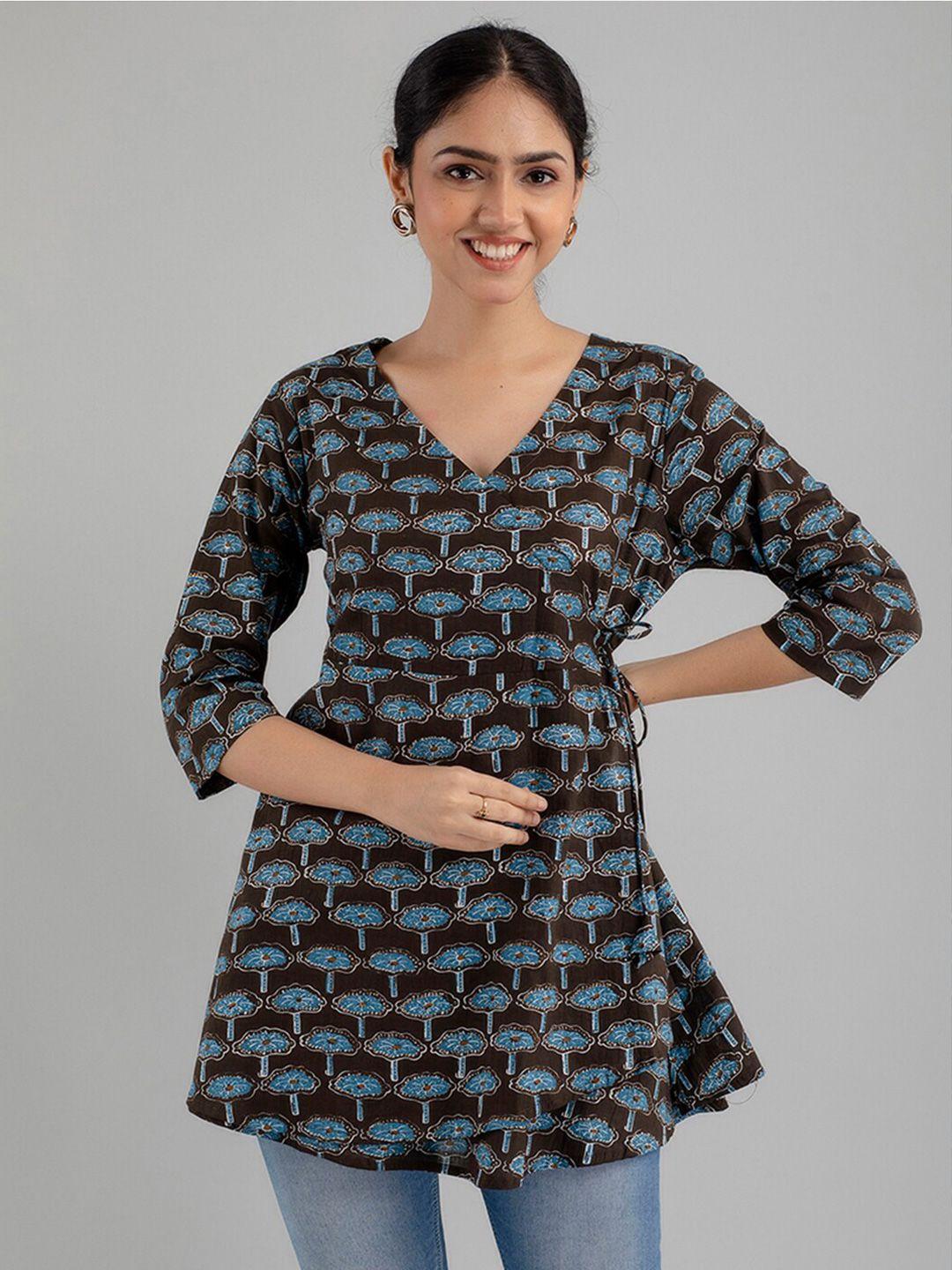 feranoid ethnic motifs printed pure cotton a-line kurti