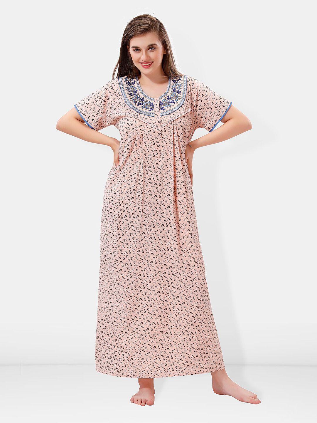 be you peach-coloured printed maxi nightdress