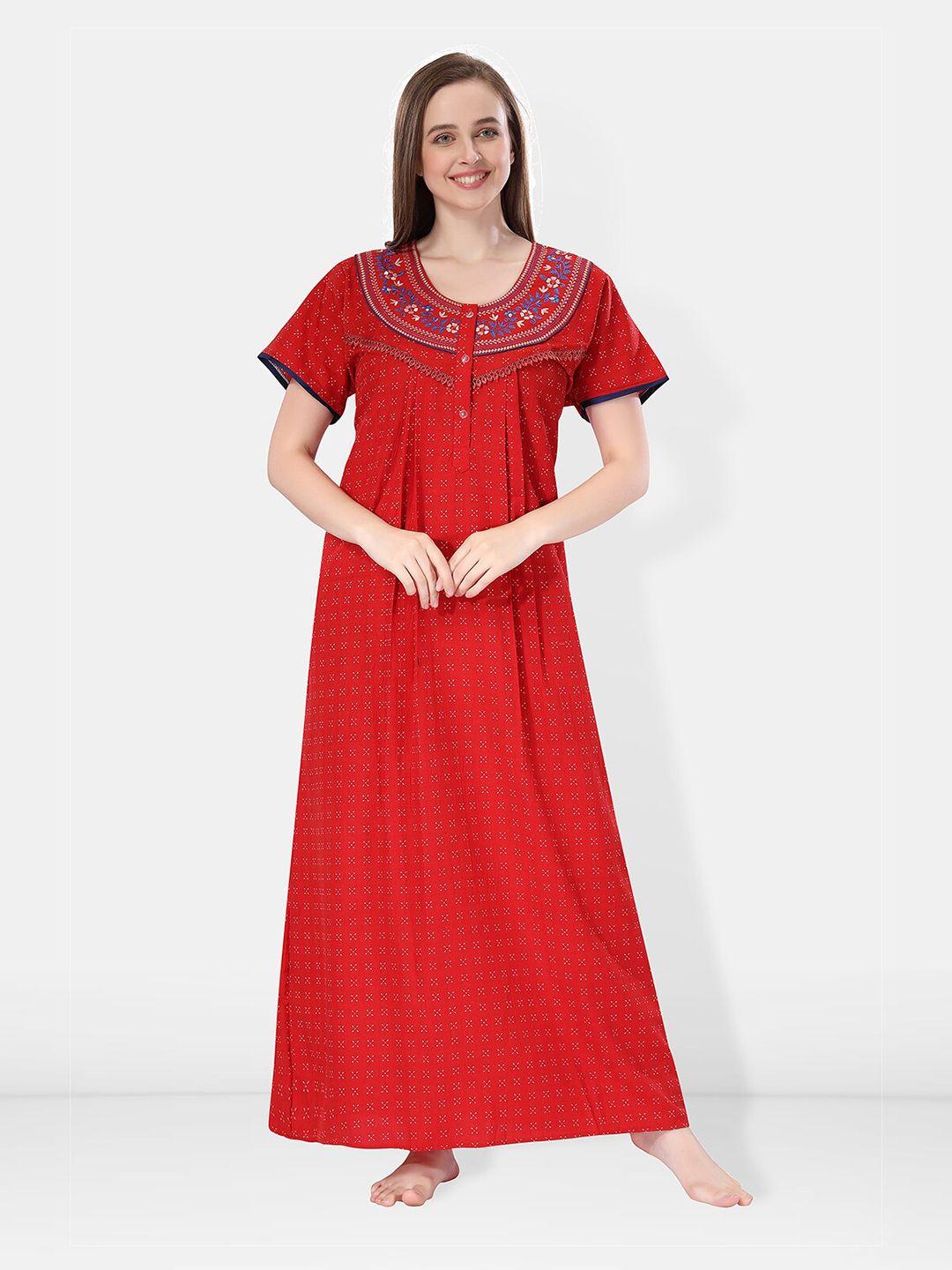 be you red embroidered maxi nightdress