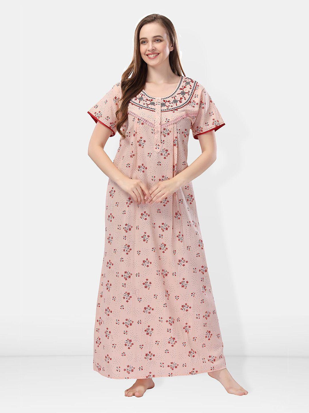 be you peach-coloured embroidered maxi nightdress