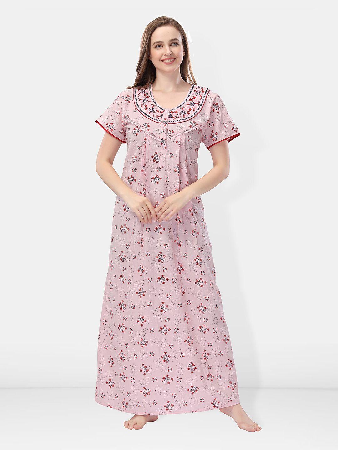 be you pink embroidered maxi nightdress