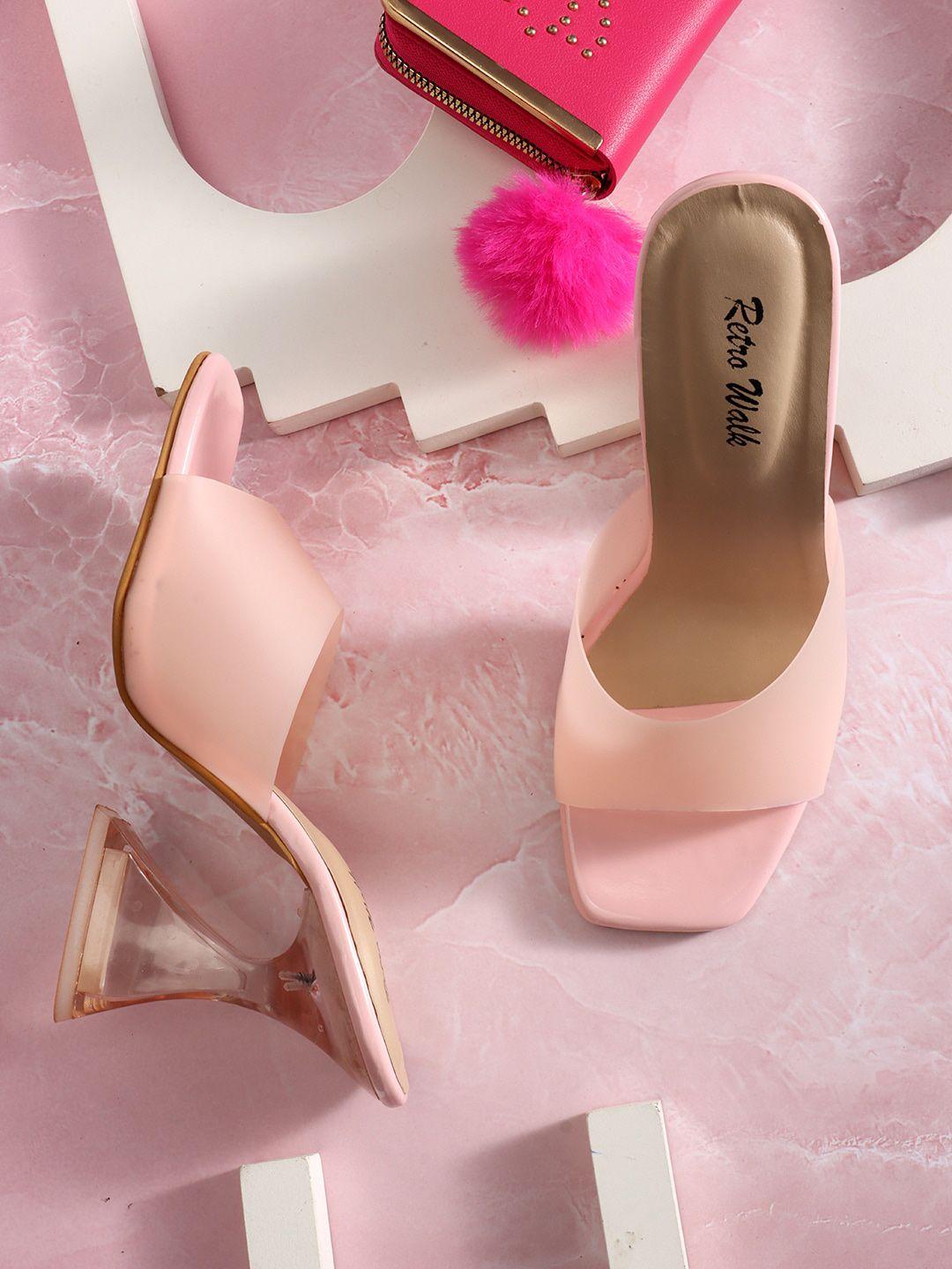 retro walk open toe block heels