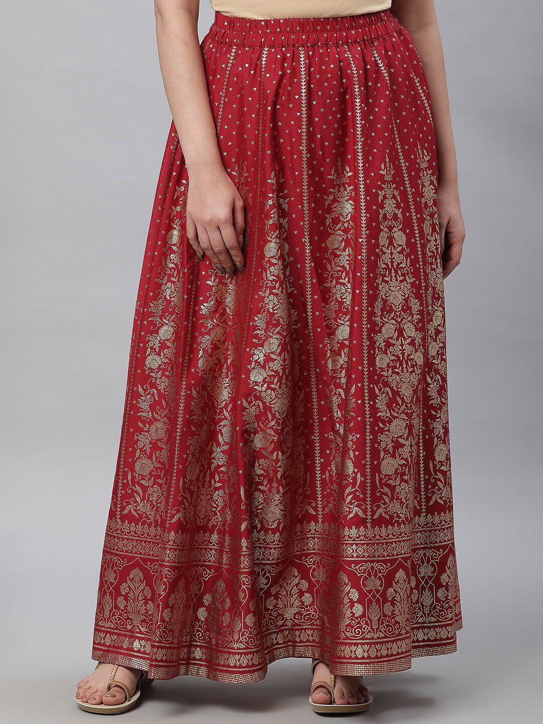 aurelia ethnic motifs printed flared maxi skirt