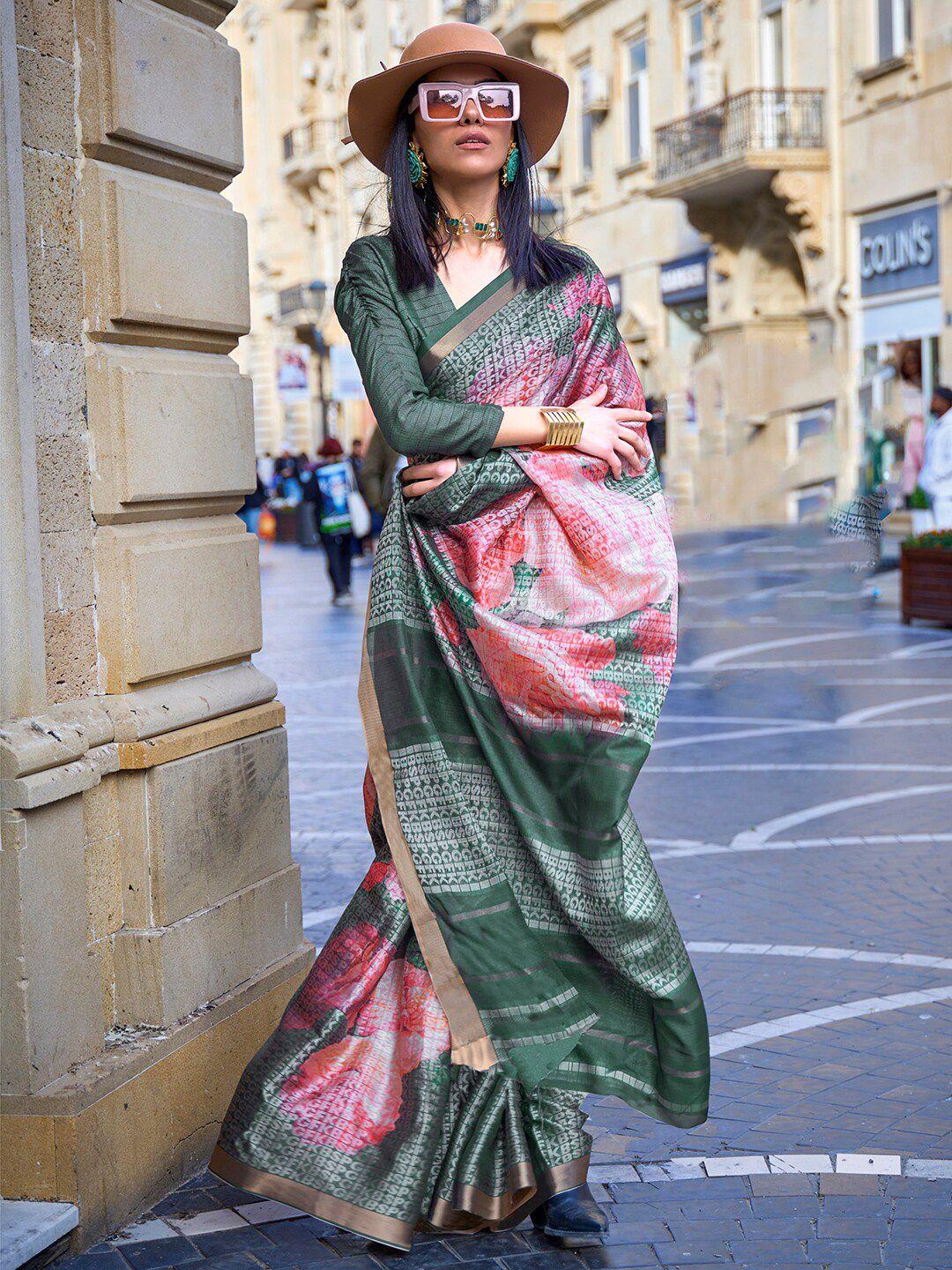 mitera red & green saree