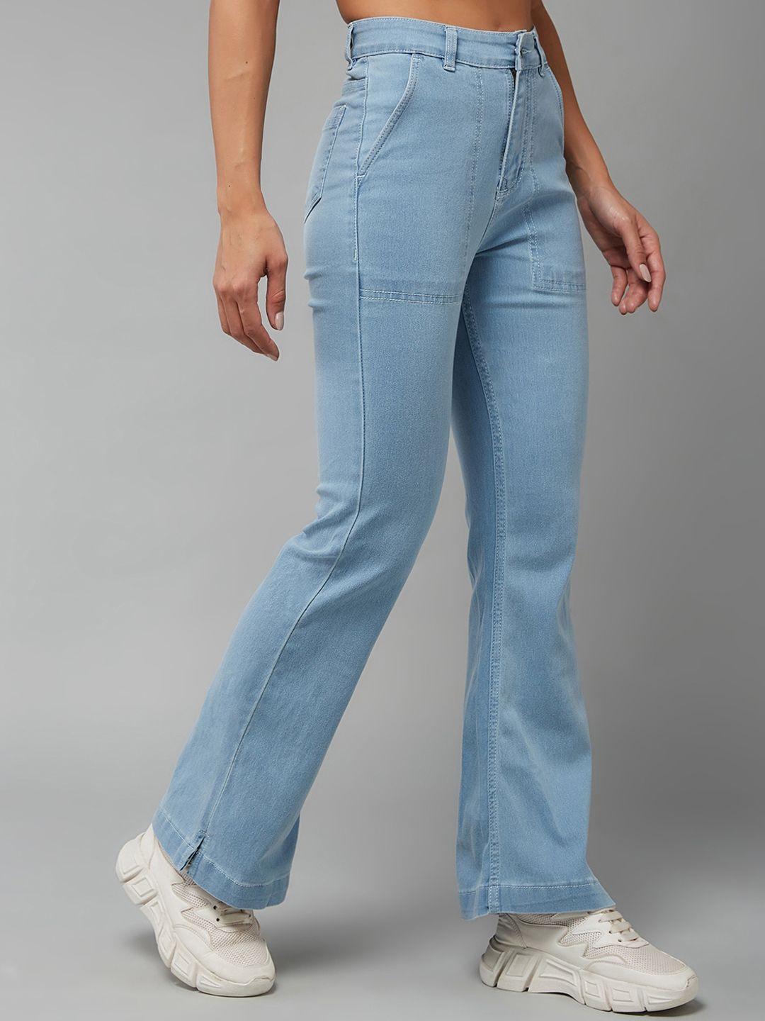 dolce crudo women blue bootcut high-rise jeans