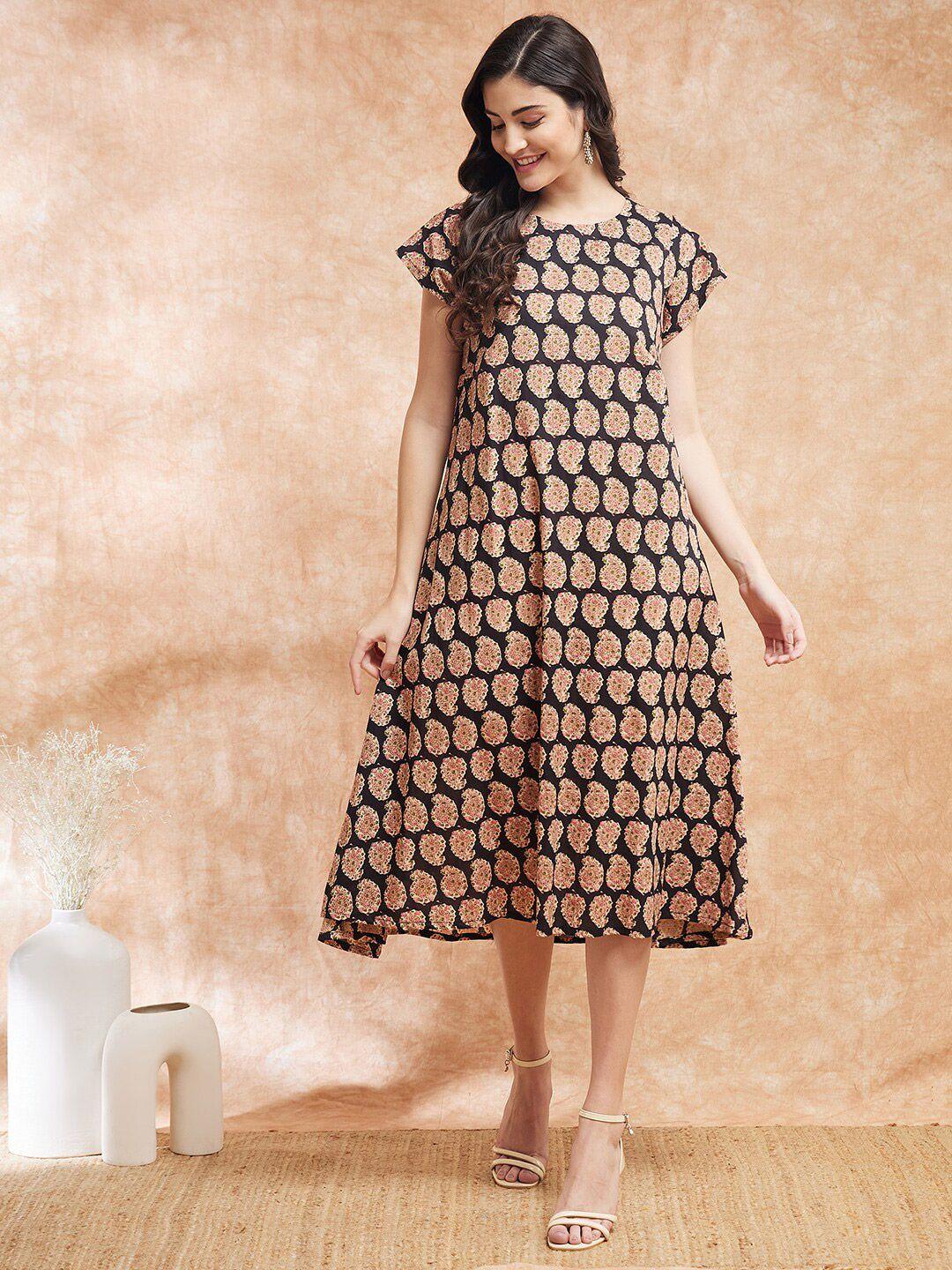 inweave ethnic motifs printed a-line midi dress