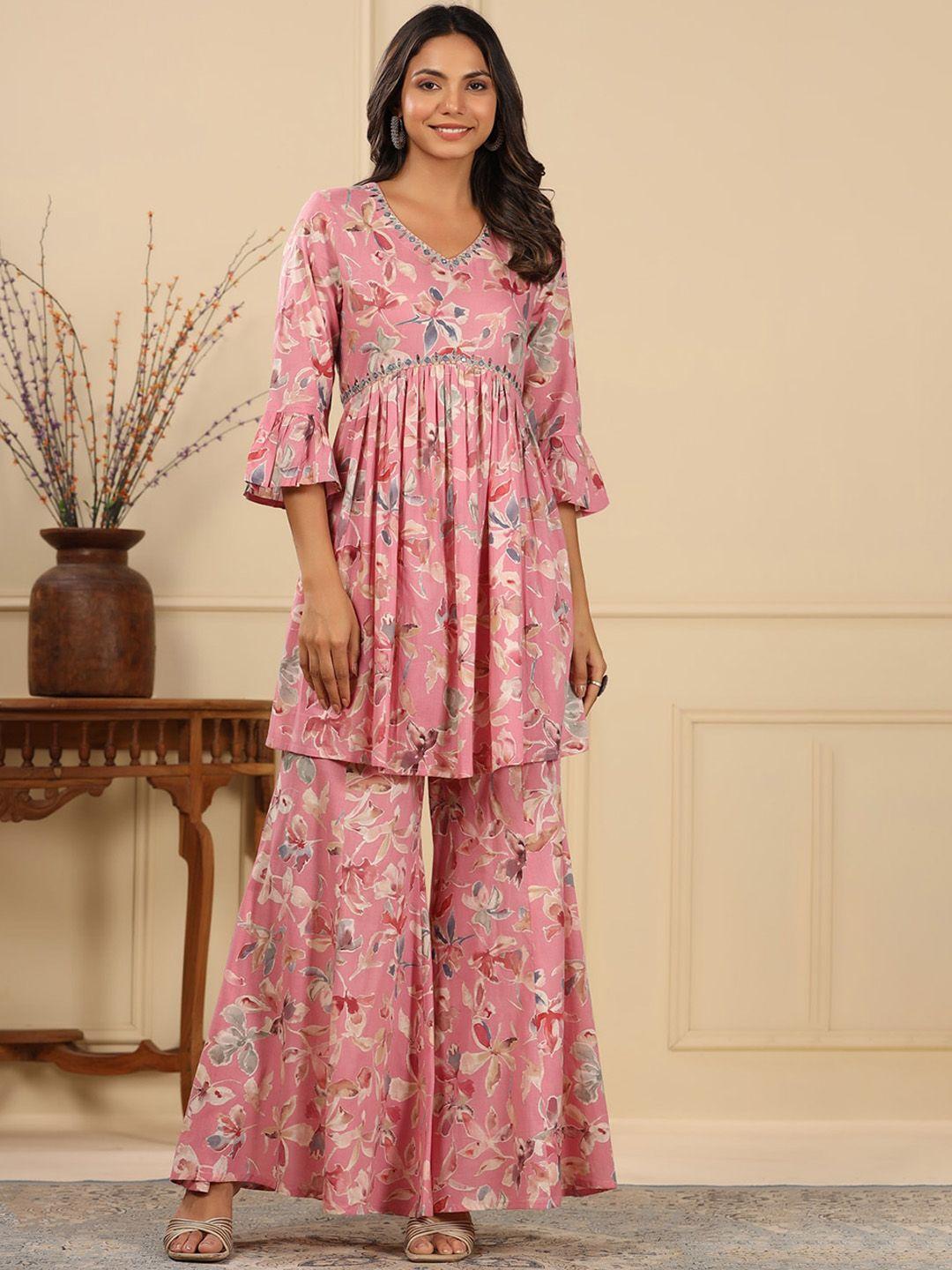 piroh women  floral printed regular kurti with palazzos