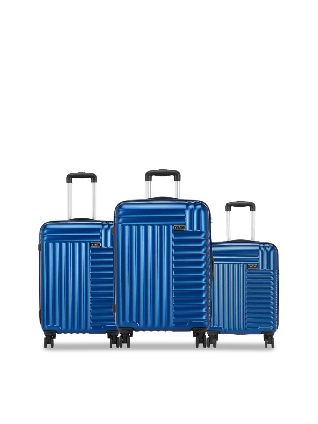 safari set of 3 textured hard-sided trolley bags