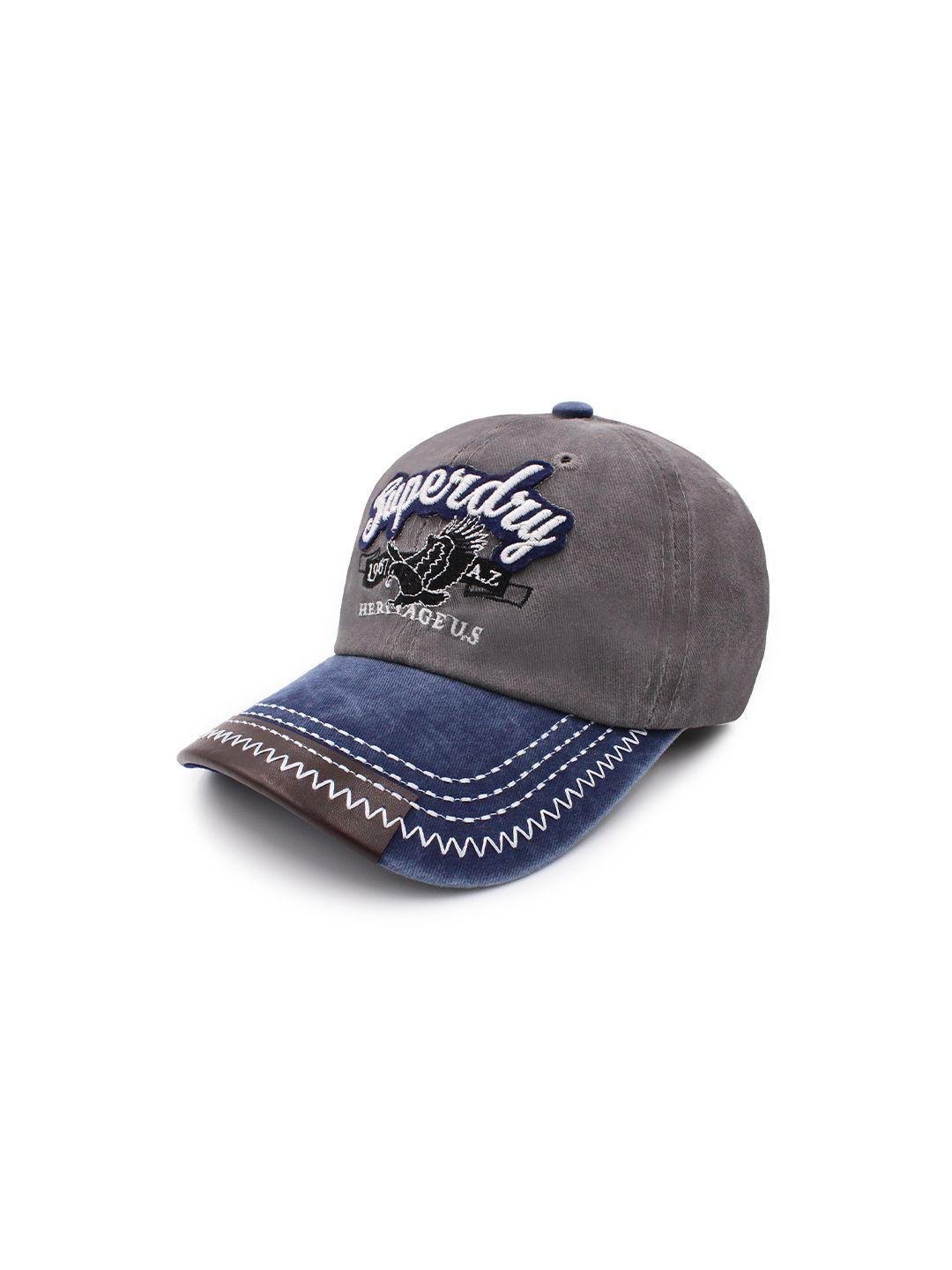 jenna men grey & blue embroidered baseball cap