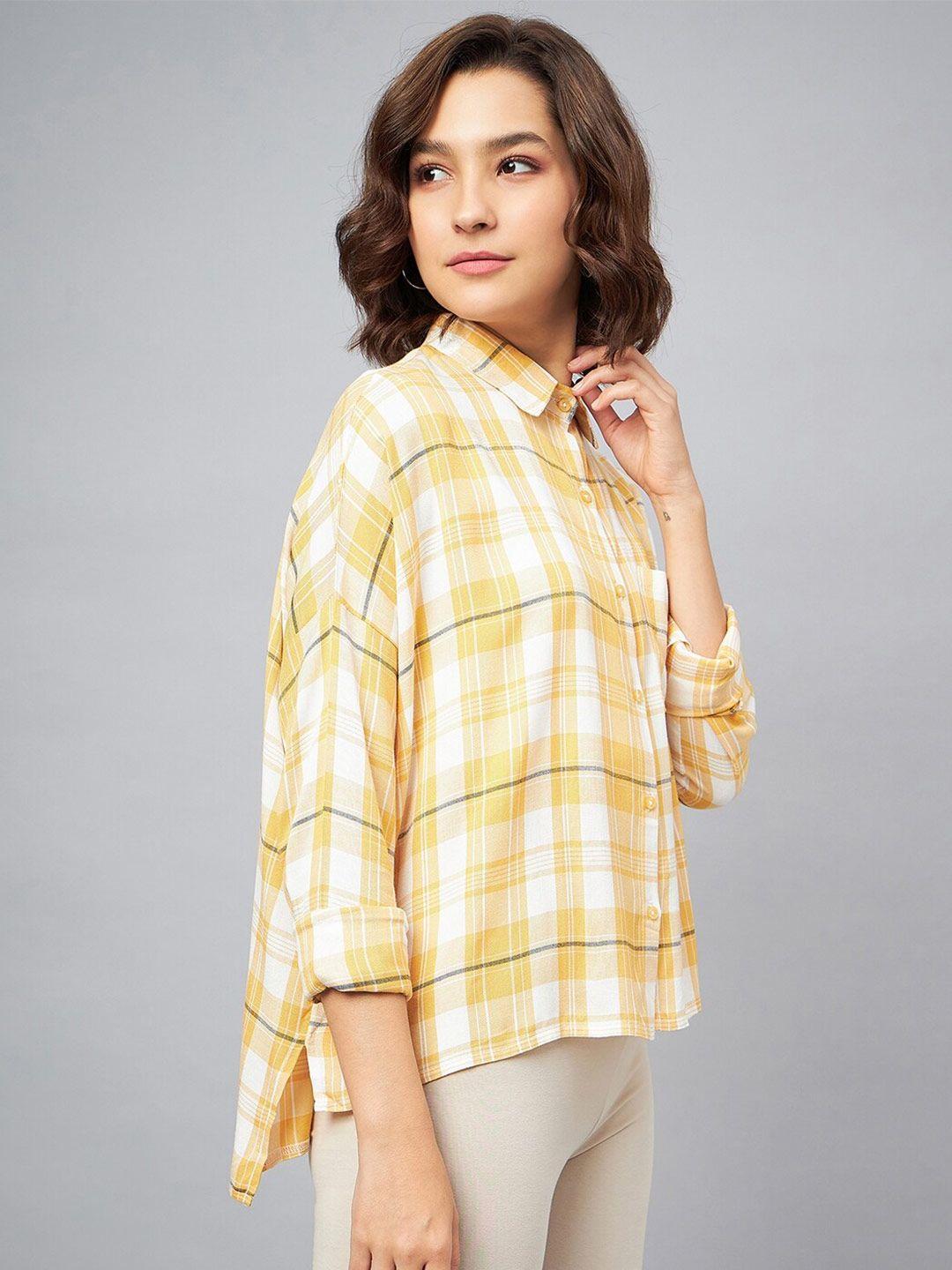 chimpaaanzee checked drop-shoulder sleeves comfort oversized casual shirt