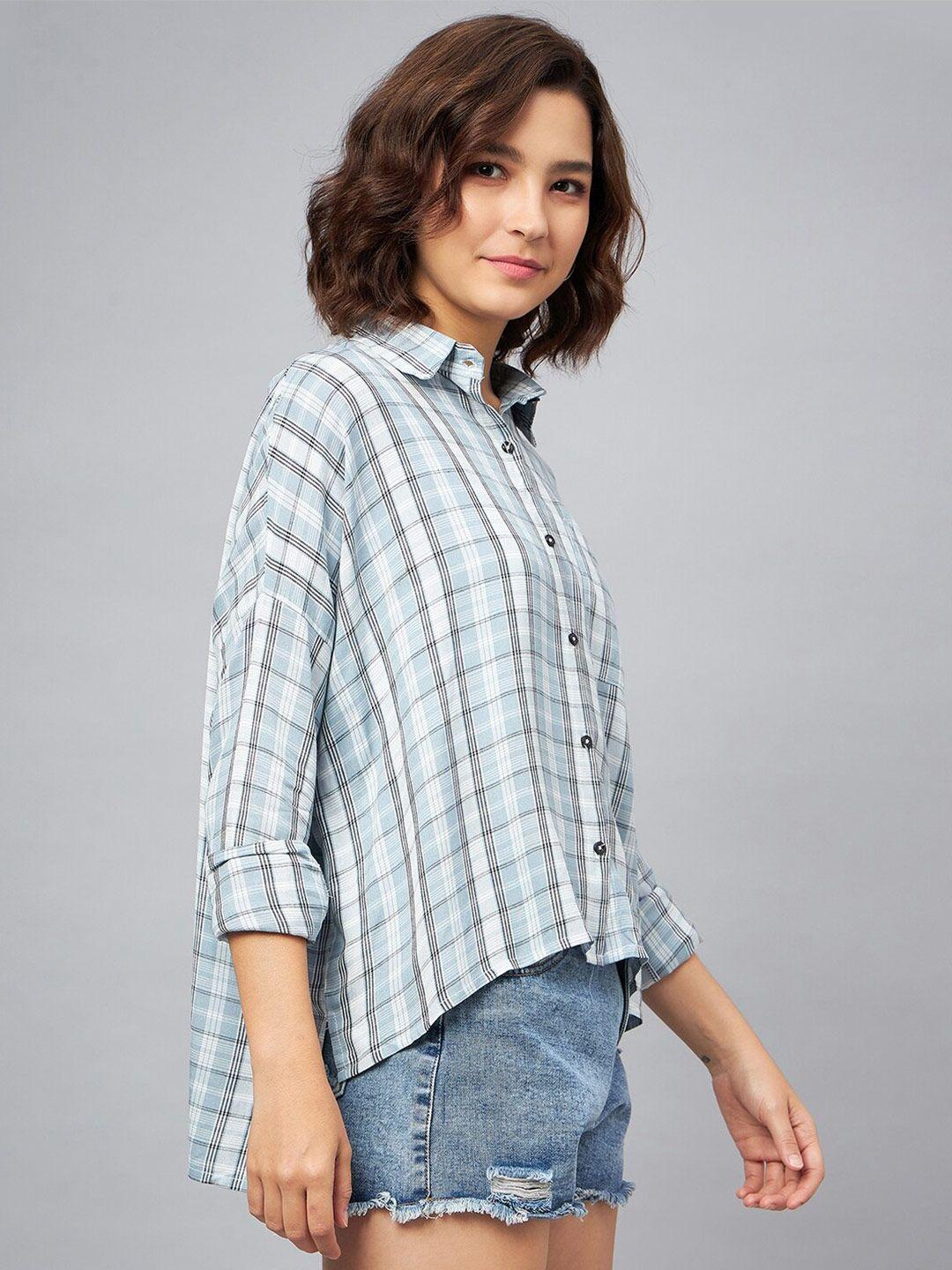 chimpaaanzee tartan checked oversized casual shirt