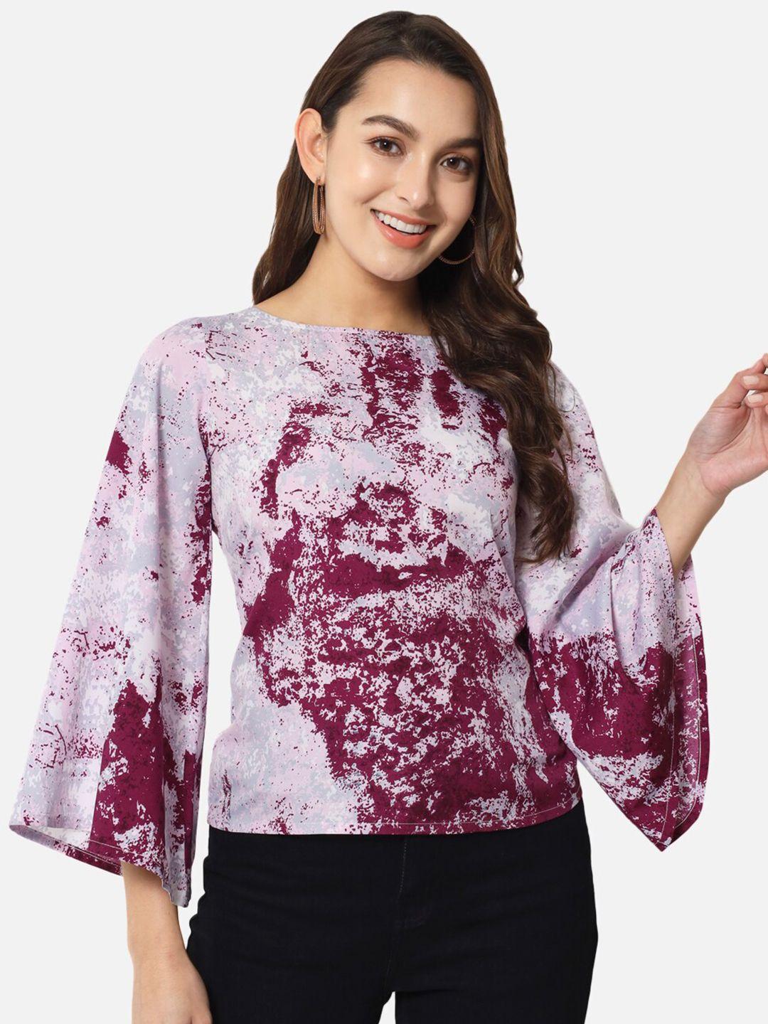 baesd abstract print flared sleeve regular top