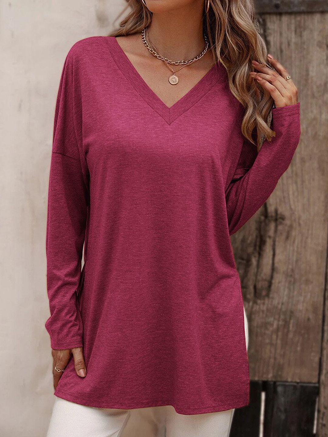 bostreet v-neck drop-shoulder sleeves longline top