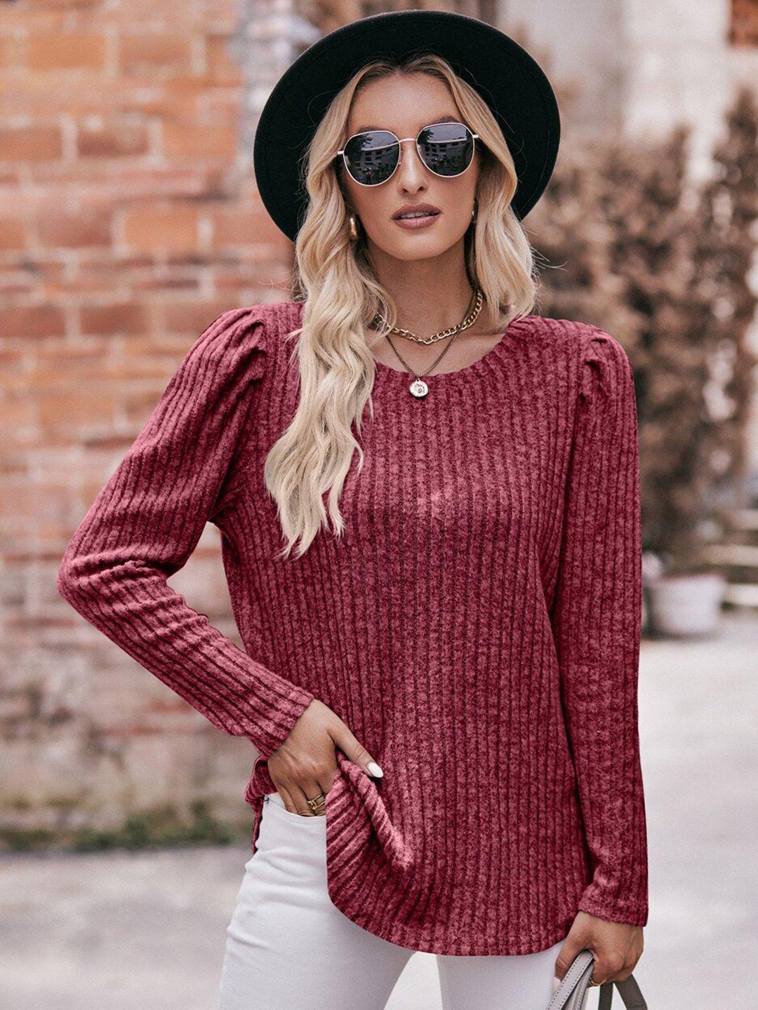 bostreet striped puff sleeves top