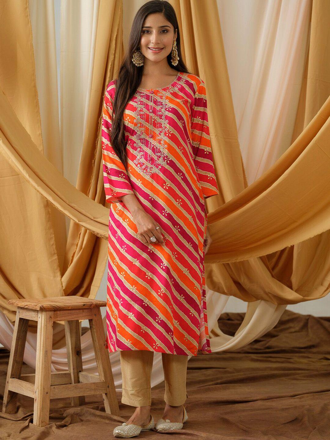 anubhutee striped round neck kurta