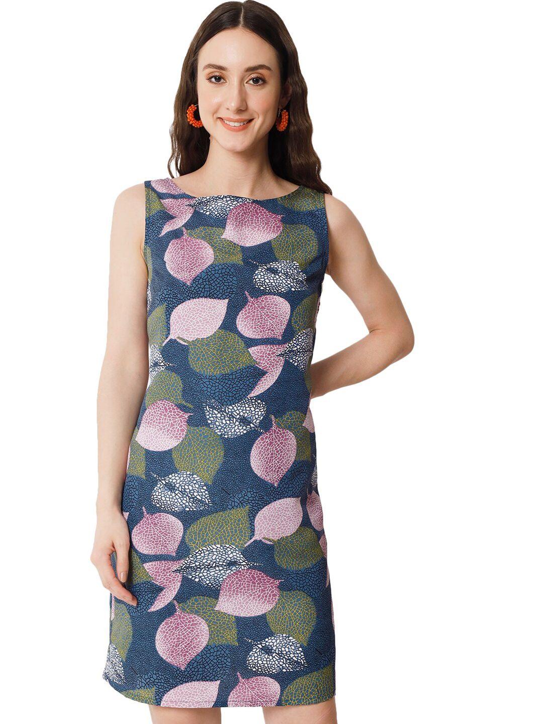 baesd floral printed boat neck sheath dress