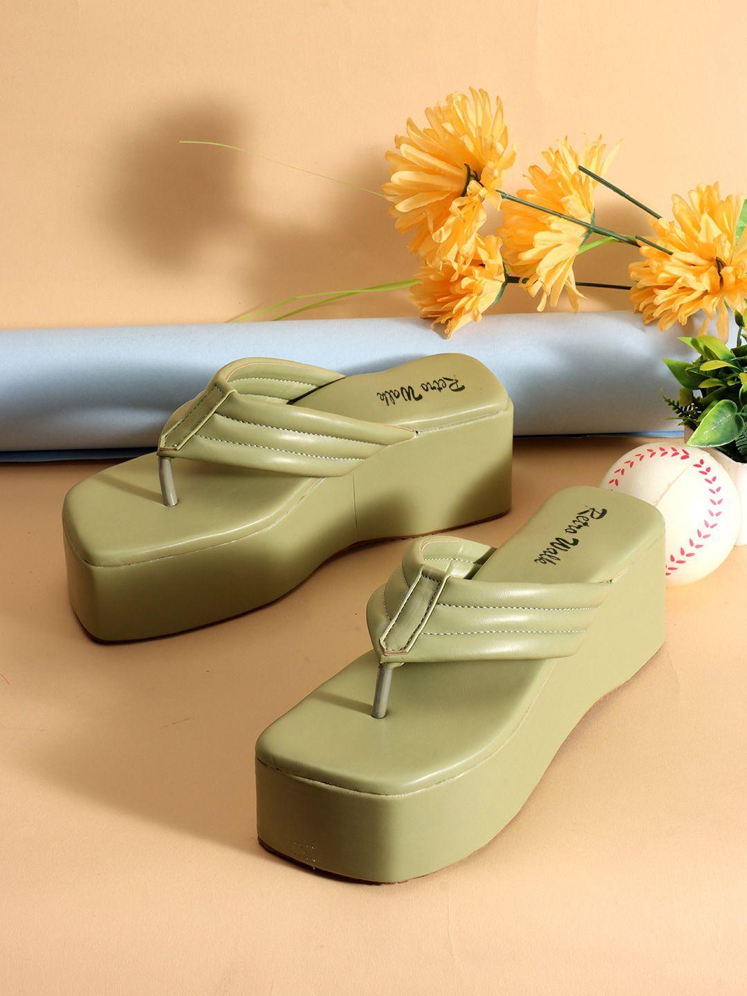 retro walk green wedge sandals with bows