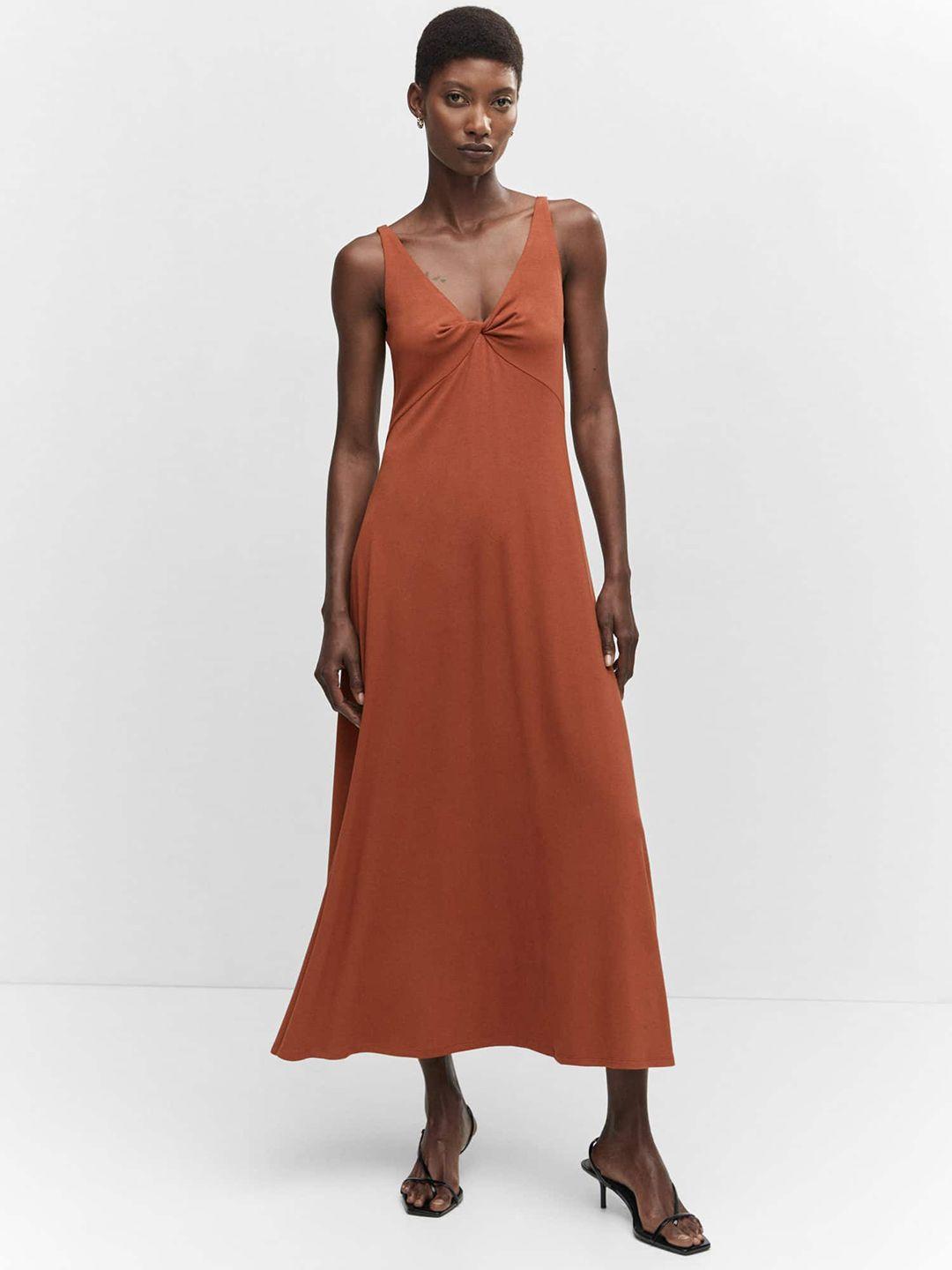 mango knot knitted a-line maxi dress