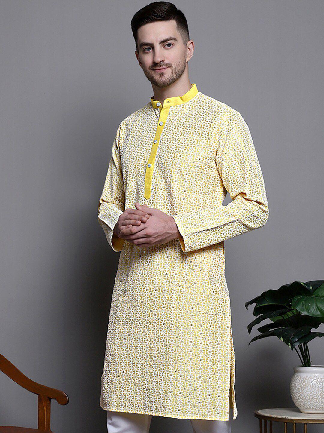 jompers floral embroidered thread work sequinned kurta