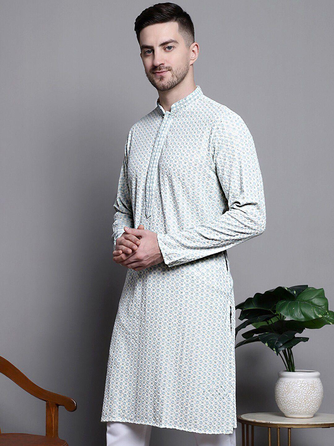 jompers floral embroidered thread work pure cotton kurta