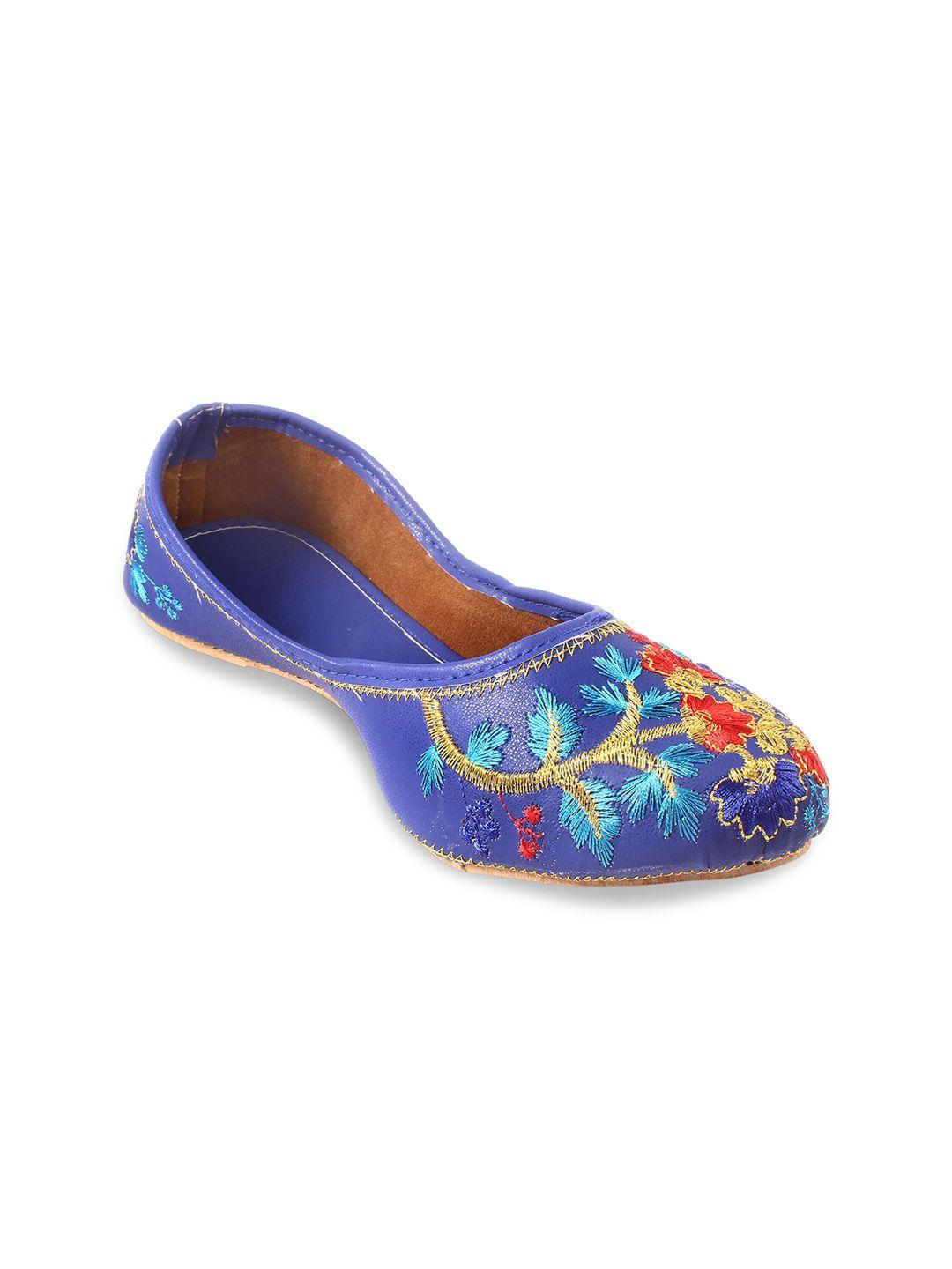 apratim women blue printed party mojaris flats