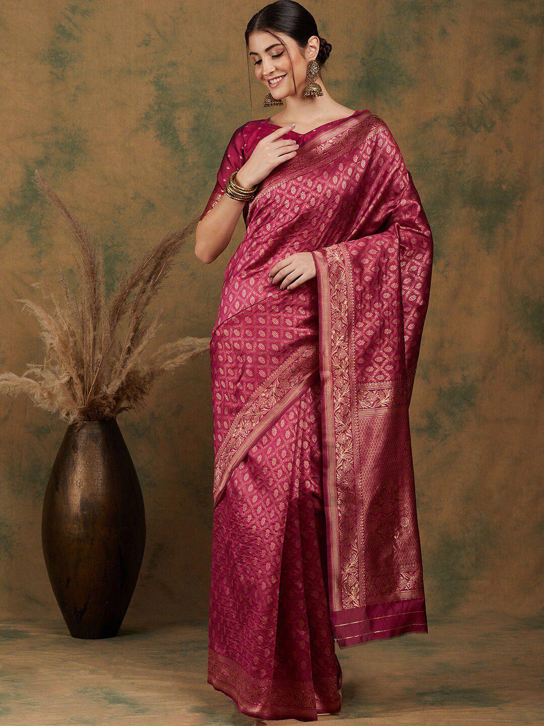 sangria pink woven-design banarasi silk kanjeevaram saree