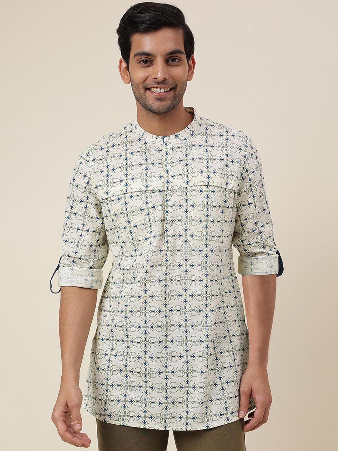 fabindia geometric  band collar long sleeve kurta