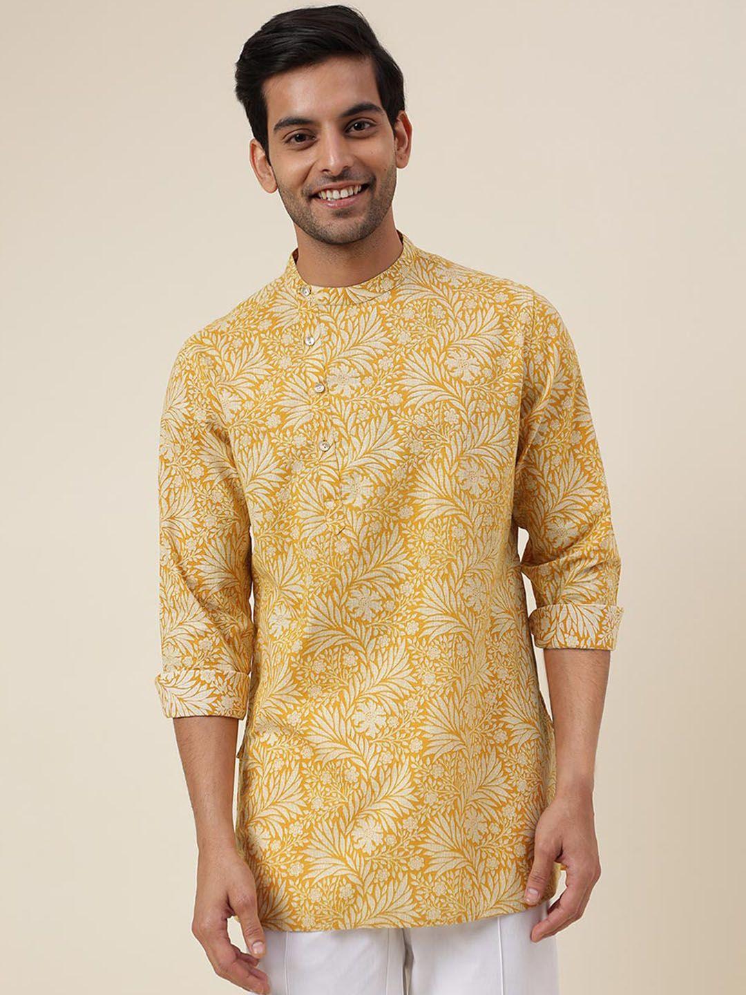 fabindia floral printed band collar long sleeve kurta