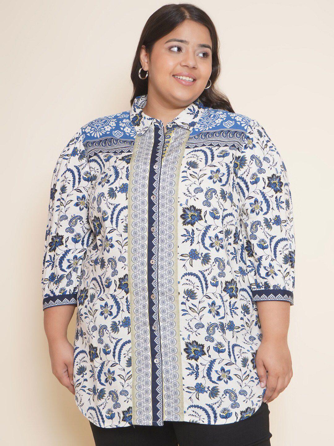 kiaahvi by john pride plus size floral printed casual shirt