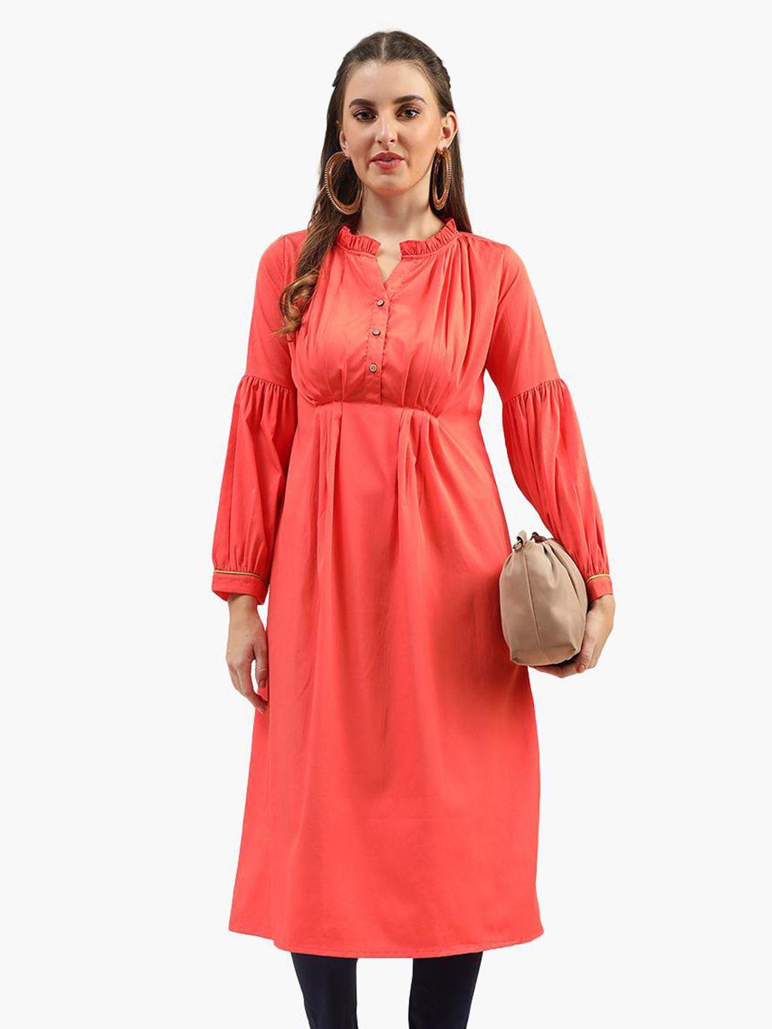 virgio mand mandarin collar puff sleeves a-line kurta