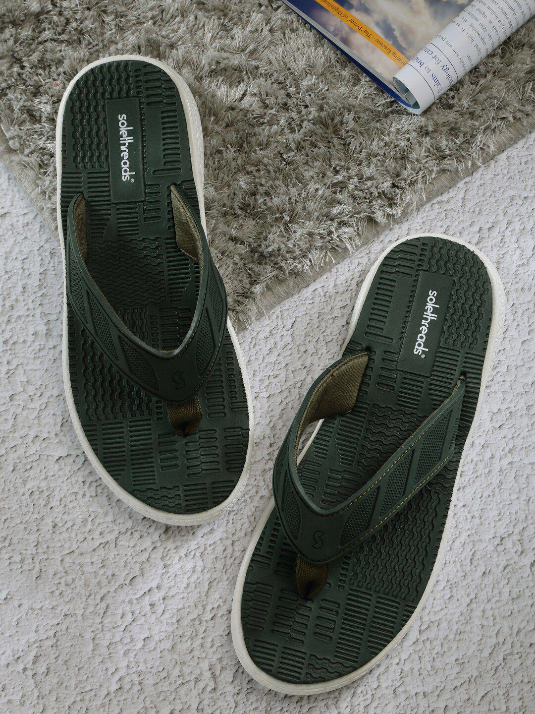 solethreads men olive green & white thong flip-flops