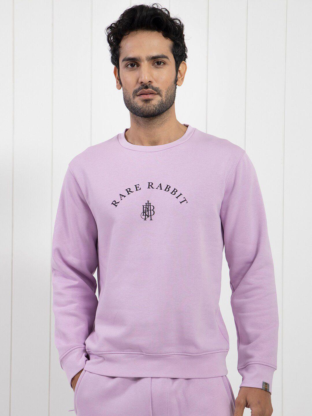 rare rabbit typography printed round neck cotton sweatshirt