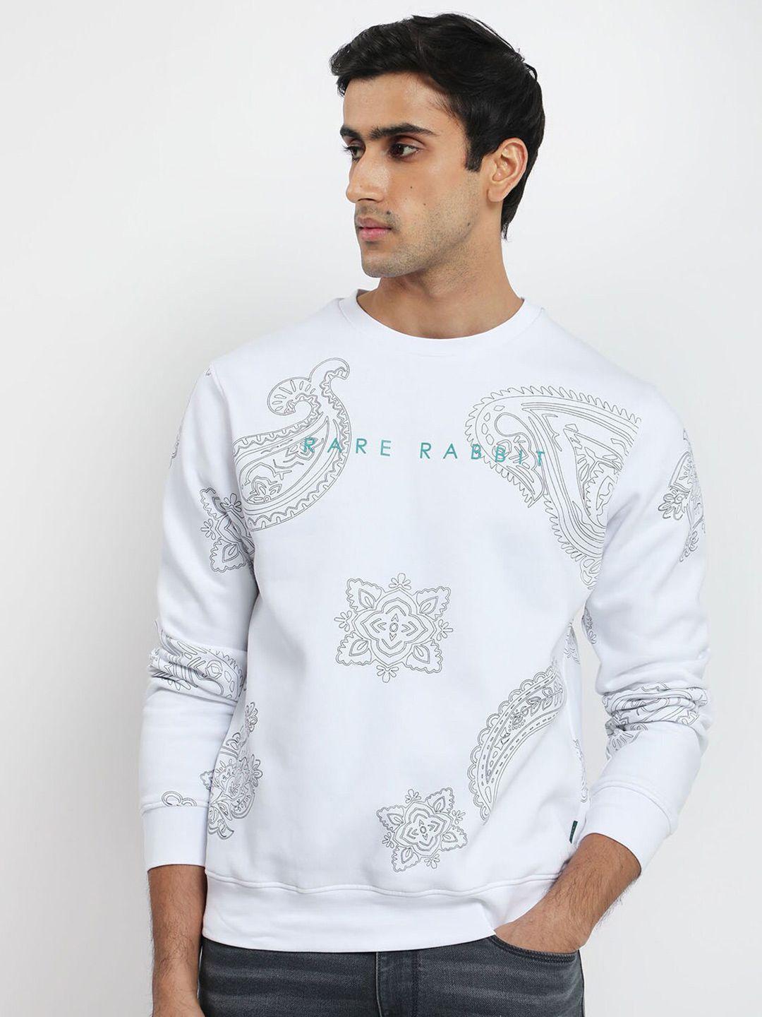 rare rabbit men white printed sweatshirt