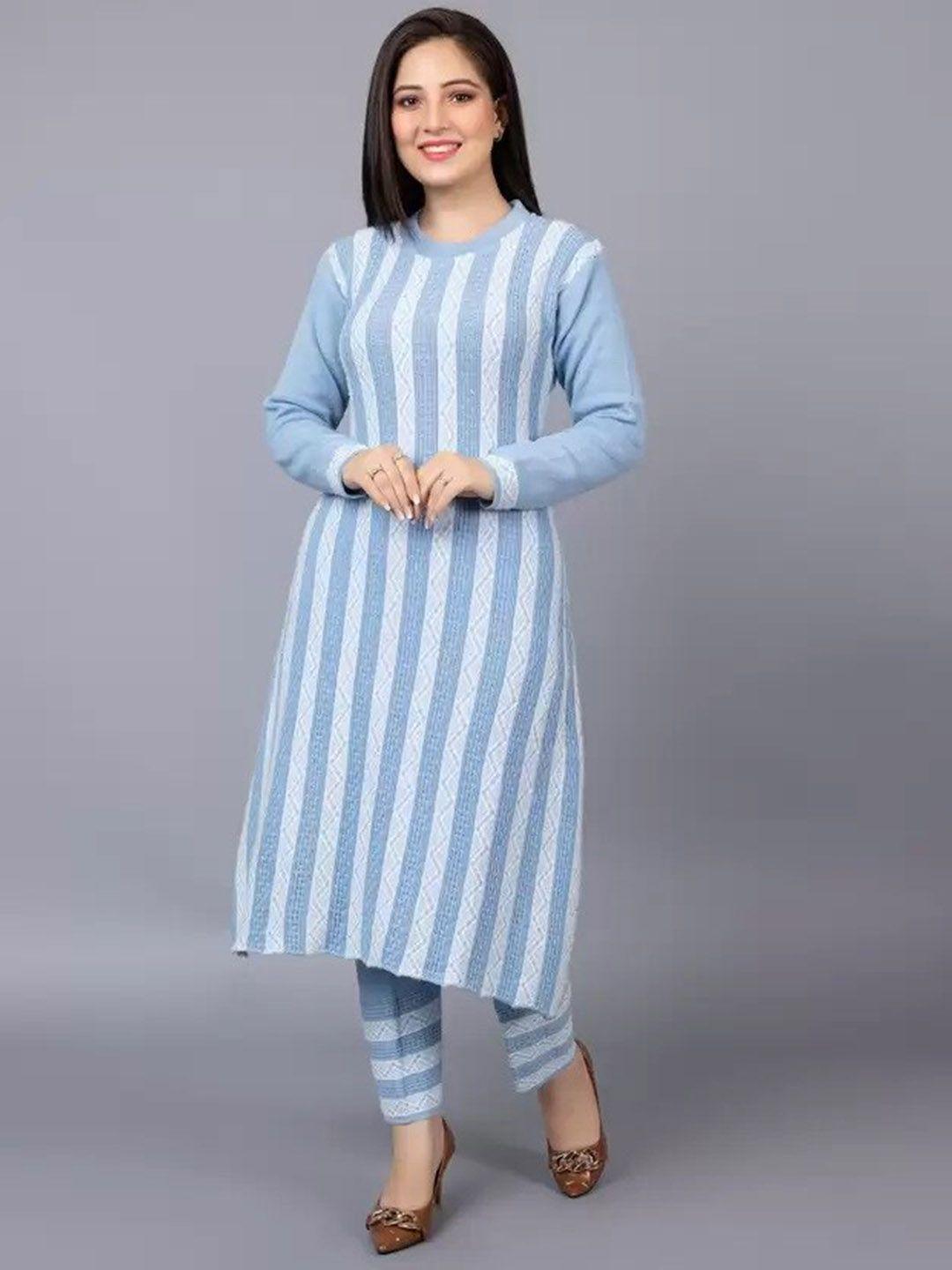 sammyco striped pure wool a-line kurta with trousers