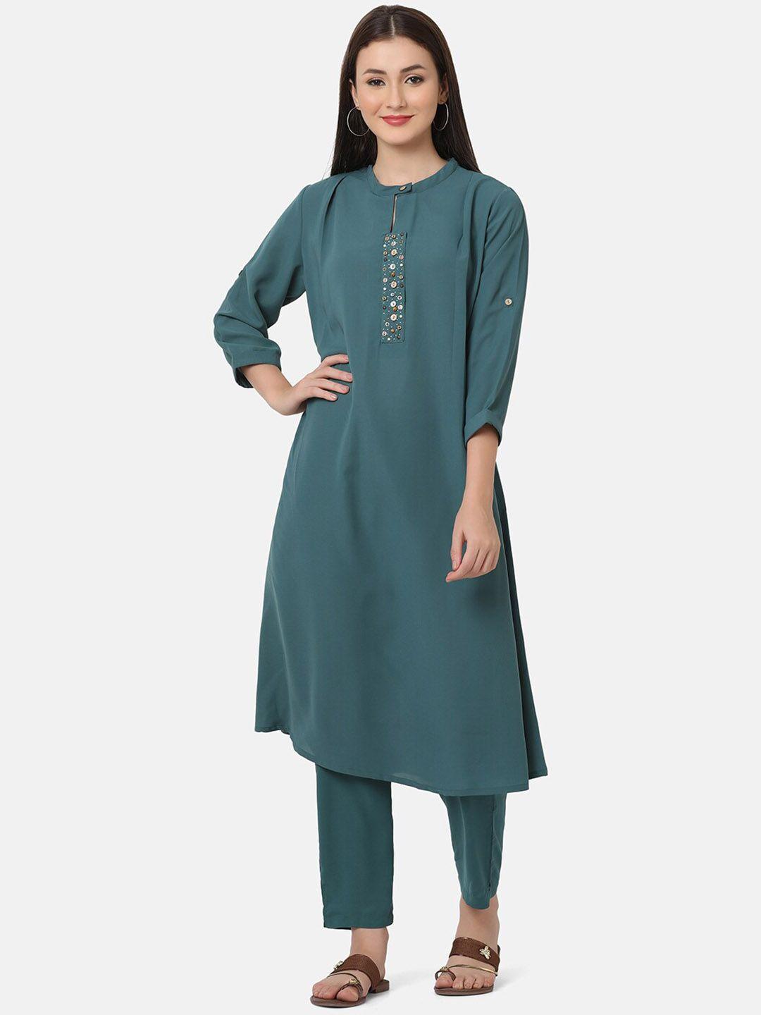 ffu band collar regular kurta with trousers