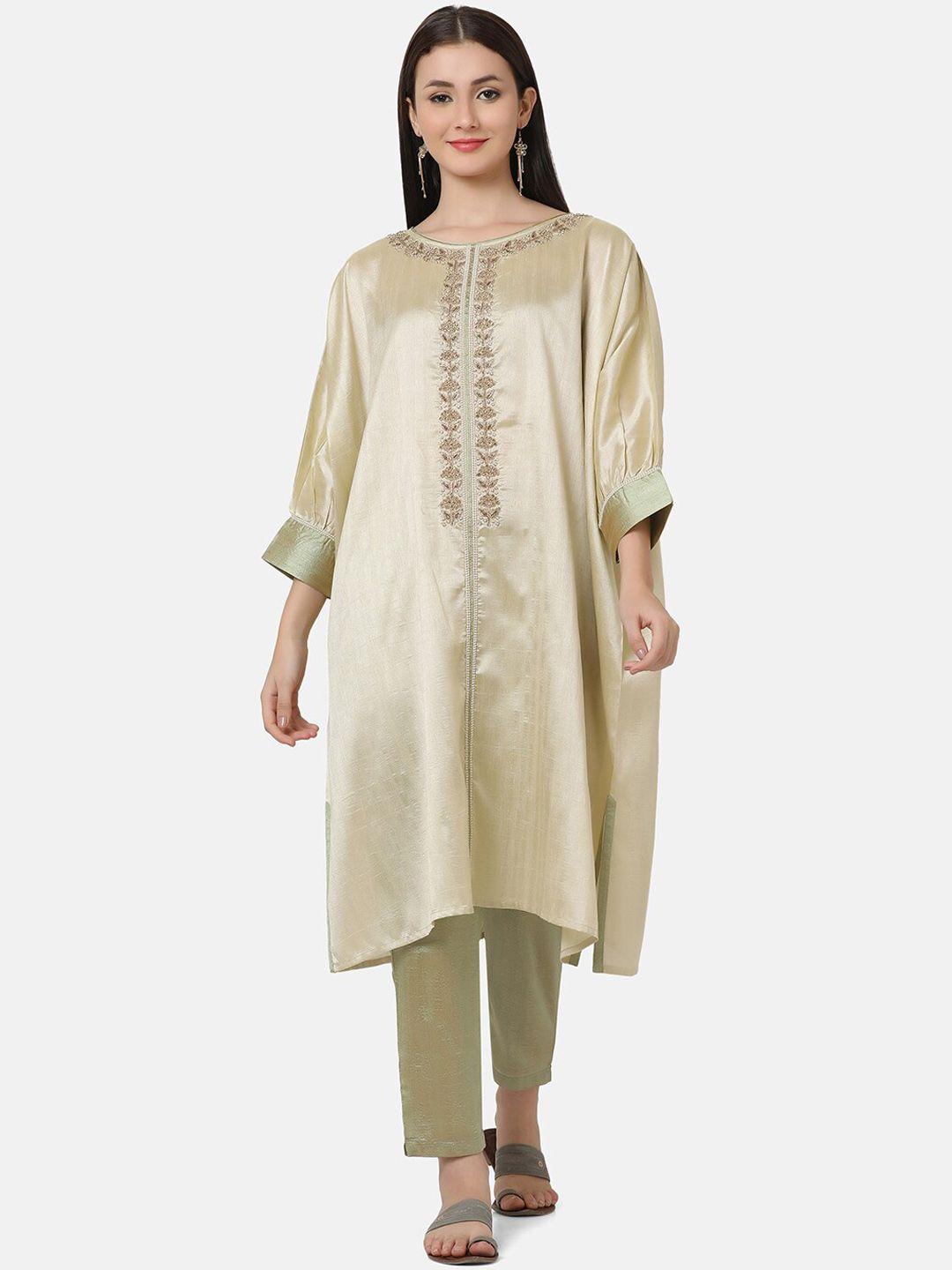 ffu ethnic motifs yoke design regular kurta & trousers with dupatta