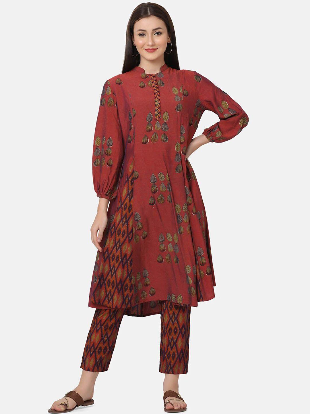 ffu floral printed anarkali kurta with trousers