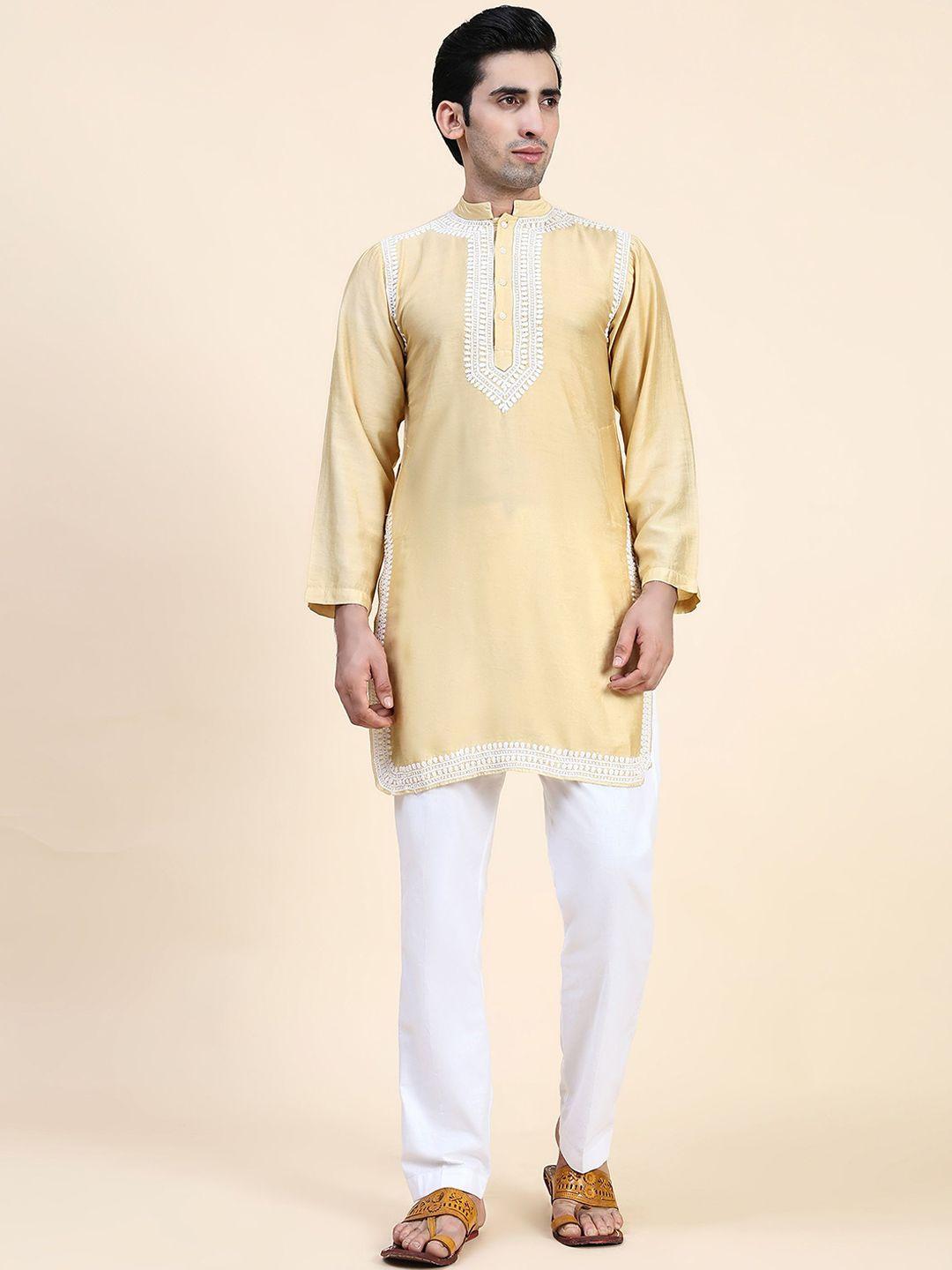 house of kari mandarin collar chikankari pure cotton kurta