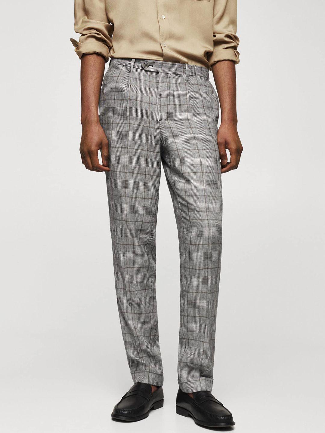 mango man checked slim fit trousers