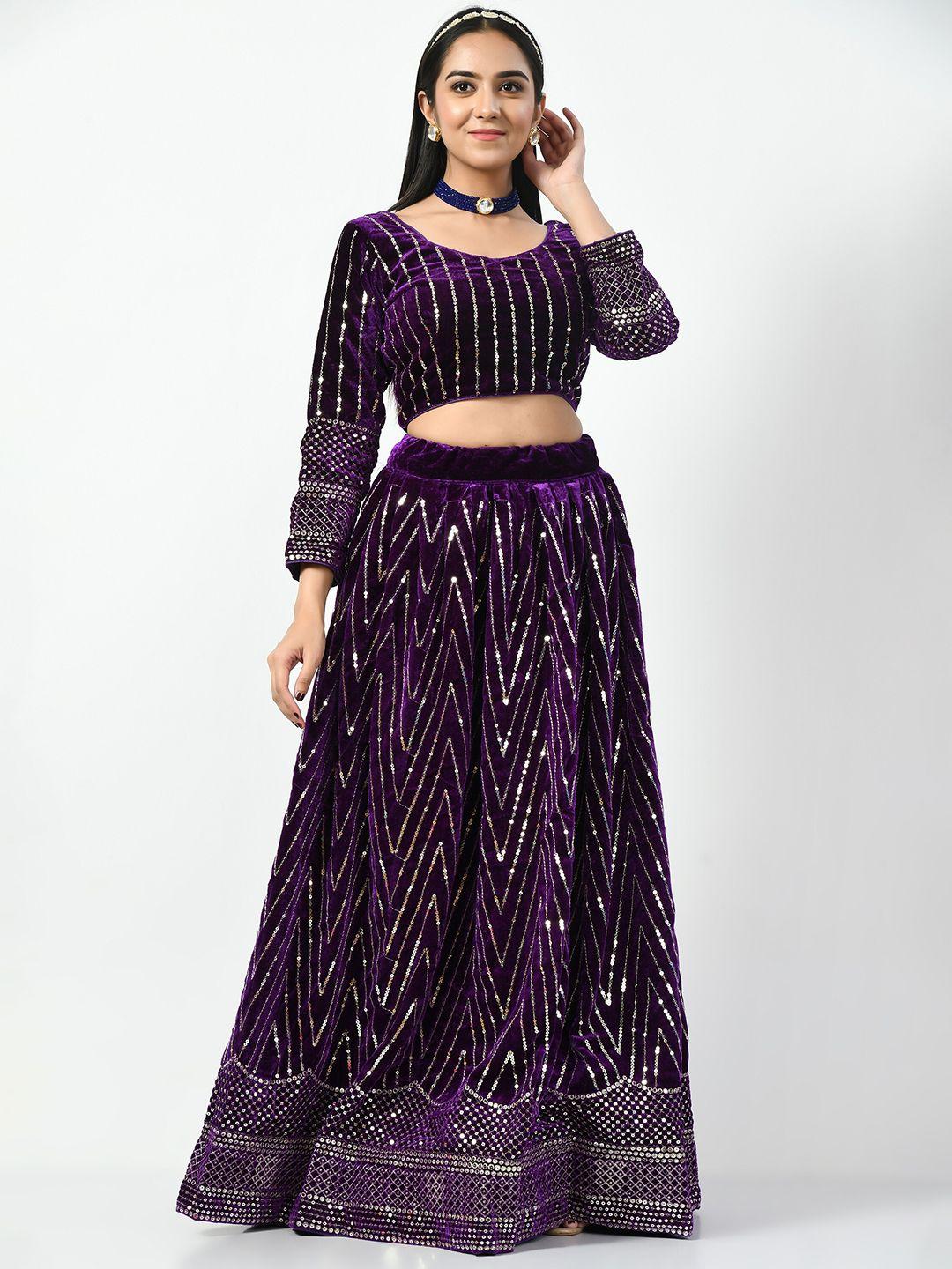 angroop embellished sequinned semi-stitched lehenga & unstitched blouse with dupatta