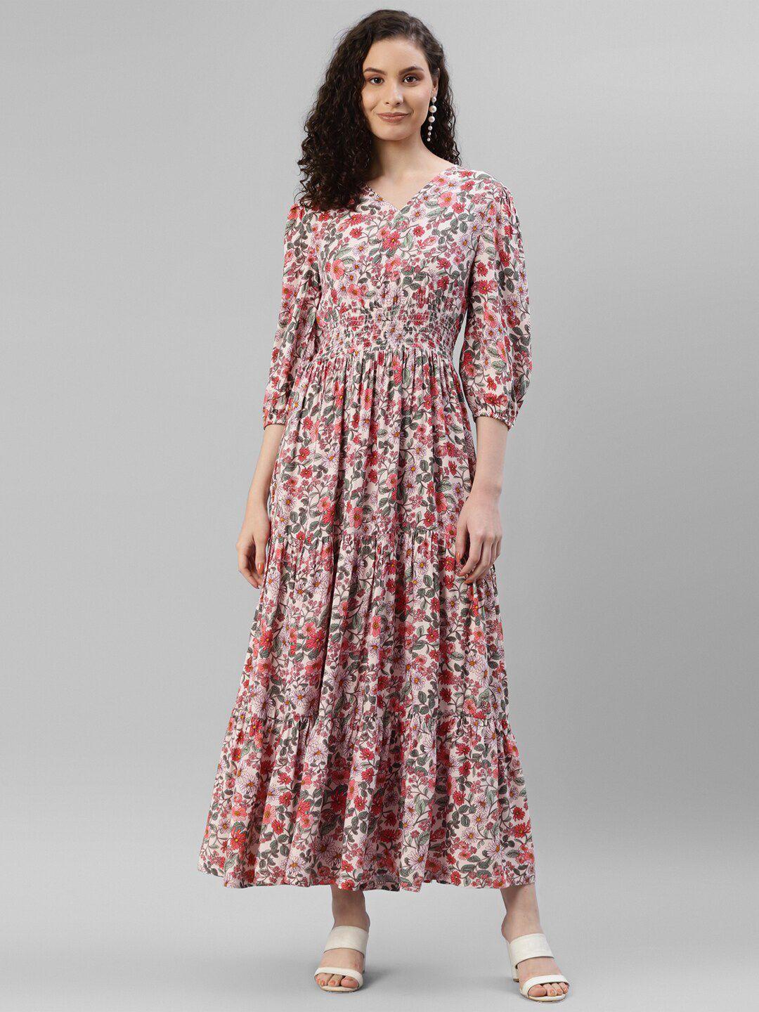 deebaco multicoloured floral print maxi dress