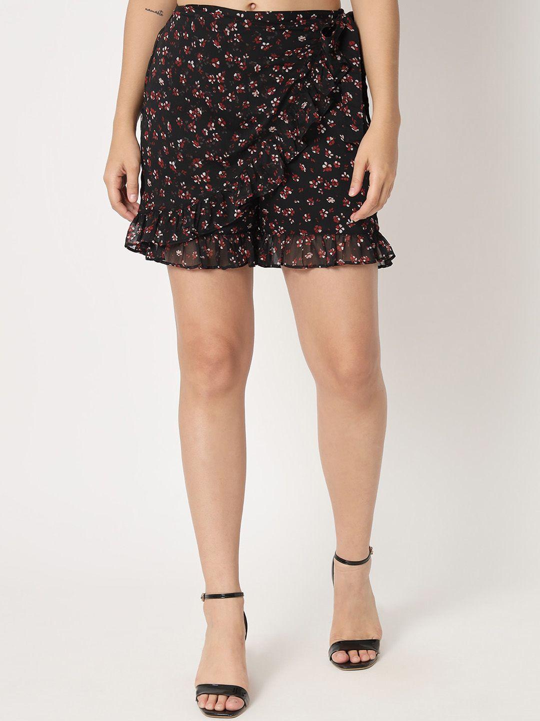 charmgal floral printed wrap mini skirt