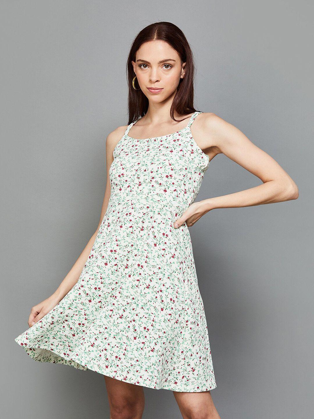 ginger by lifestyle floral printed sleeveless fit & flare dress