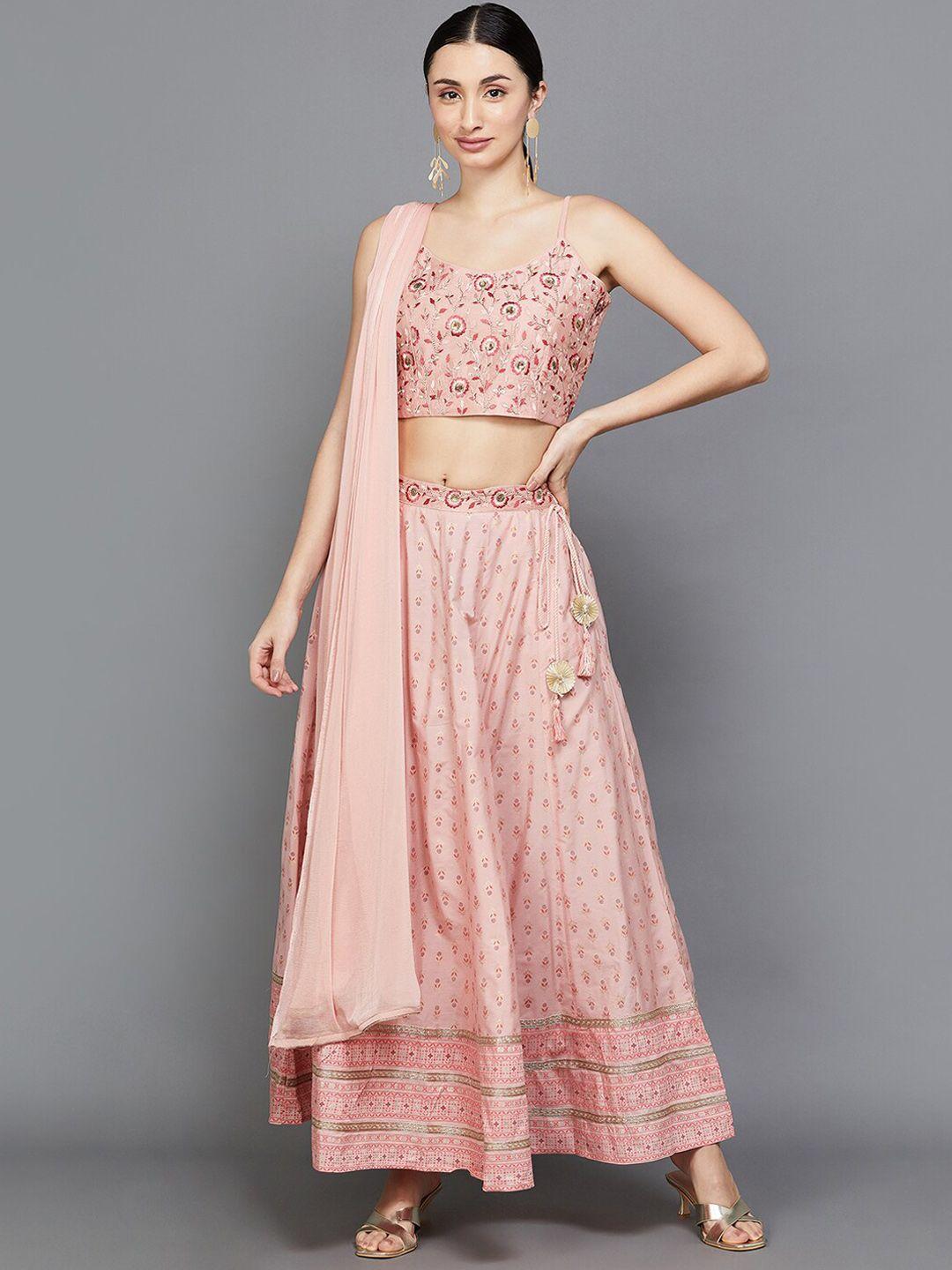 melange by lifestyle embroidered thread work ready to wear lehenga & blouse with dupatta