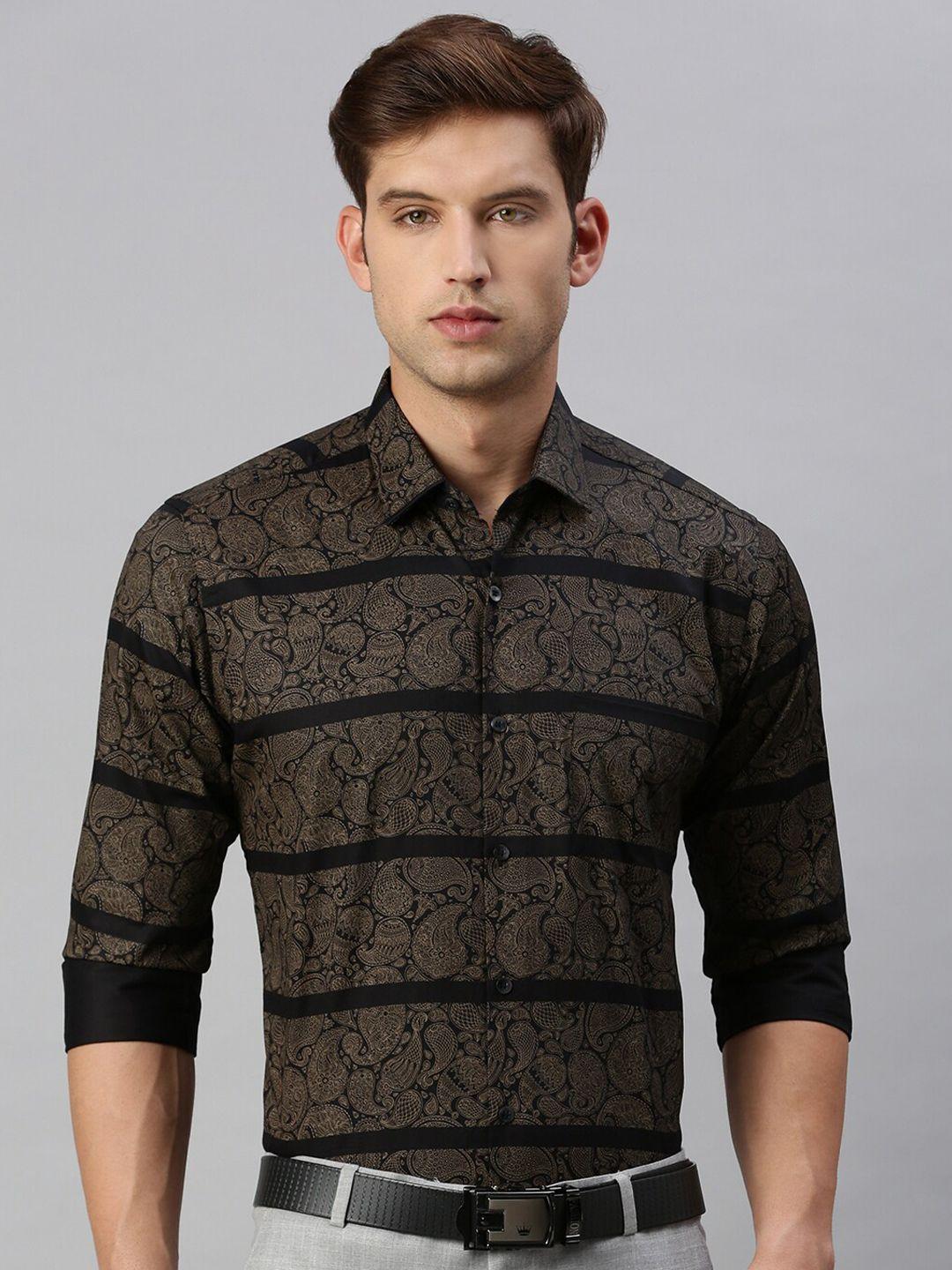 zedd men black opaque printed casual shirt