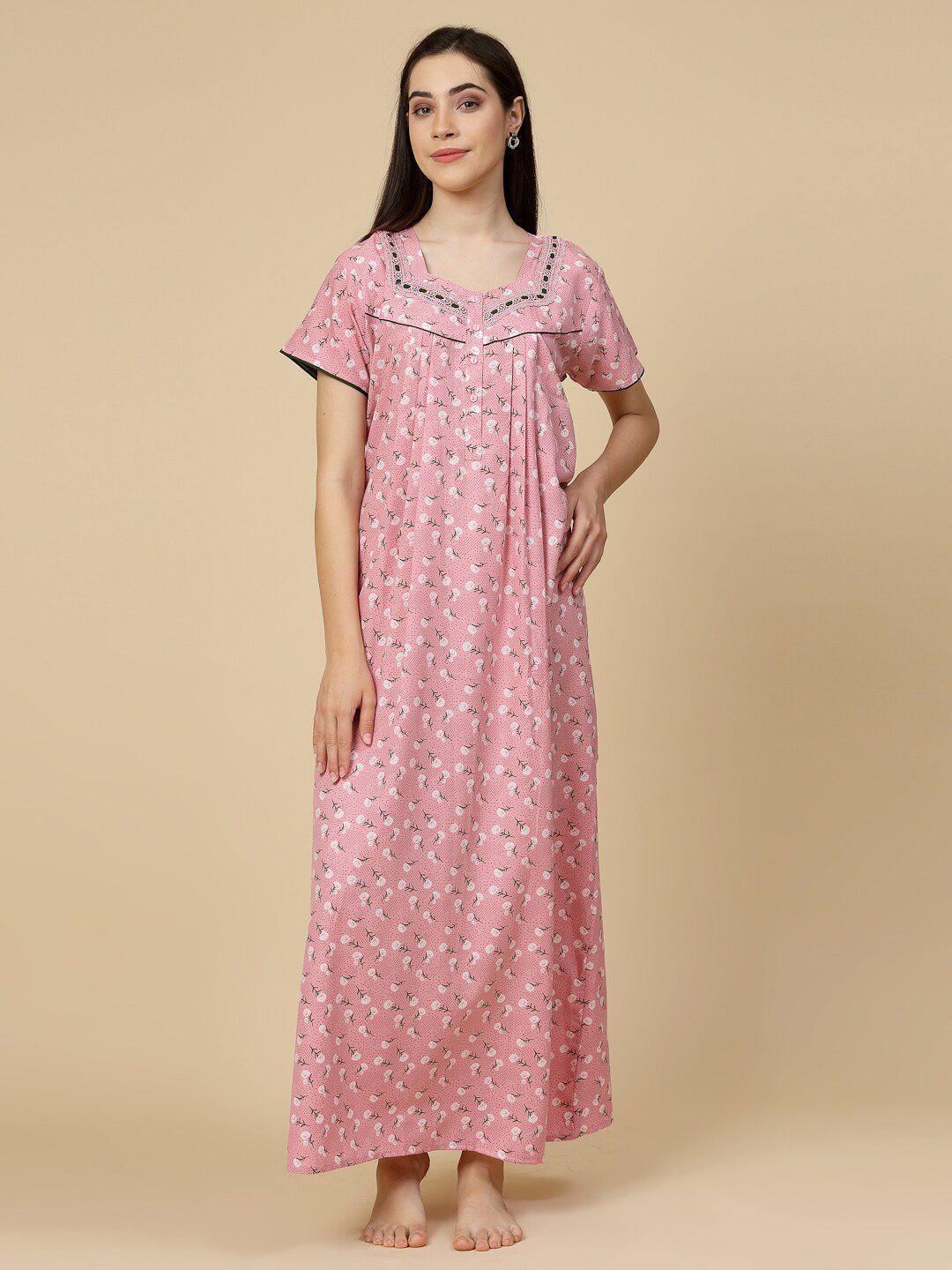 sweet dreams pink printed maxi nightdress