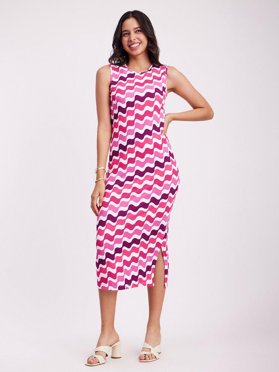 fablestreet striped sleeveless sheath midi dress